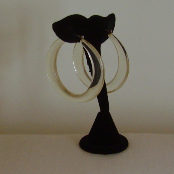 Clear Lucite Hoop Earrings (Pierced) - Picture 3 of 10